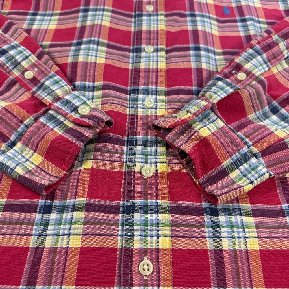 Ralph Lauren Men’s L Custom Fit Pink Multicolor Plaid Shirt 100% Cotton‎ - Picture 5 of 13